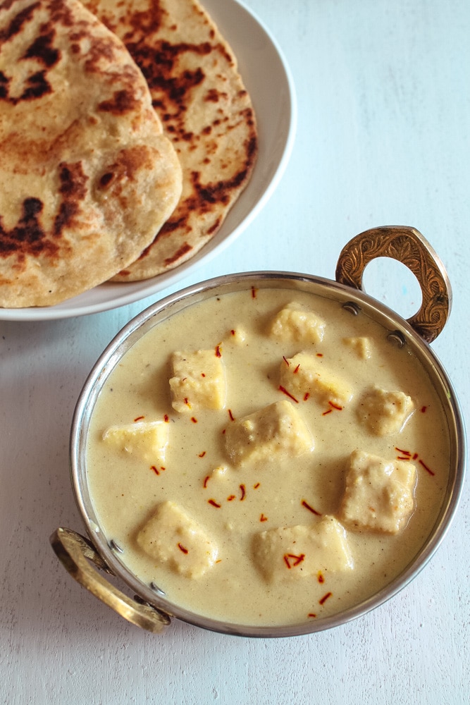 Mughlai Shahi Paneer in a serving kadai.