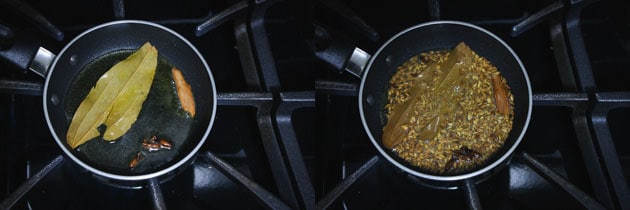 making tempering for jeera rice