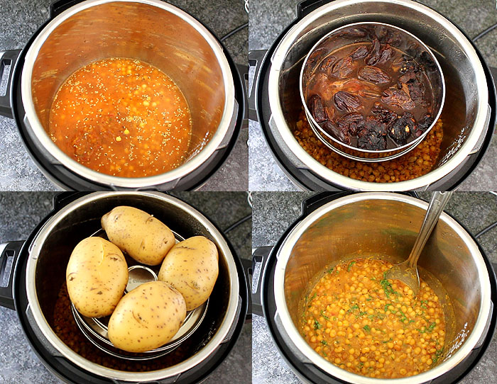 process shots of making radga in instant pot