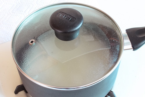 cooking basmati rice in a pan