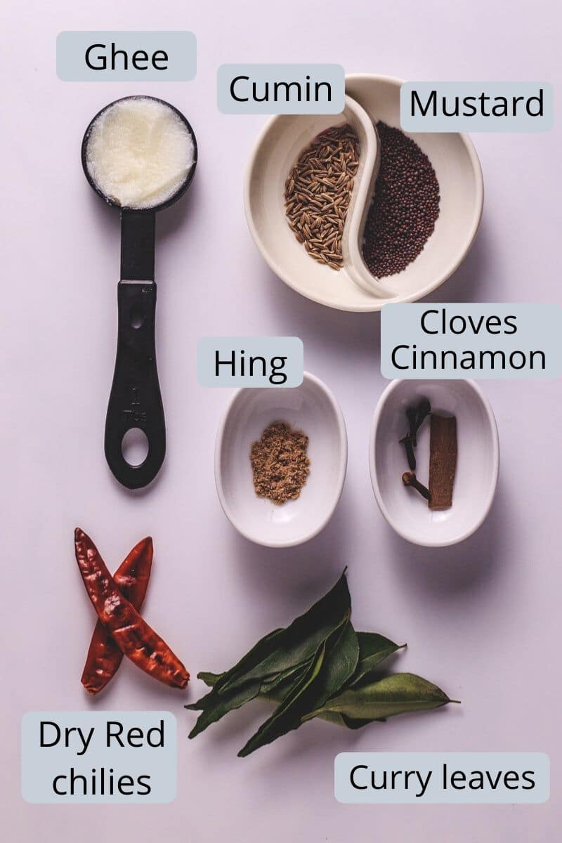 tadka ingredients for kadhi