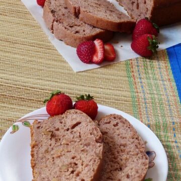 Eggless strawberry bread recipe (Vegan strawberry bread recipe)