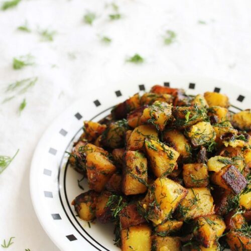 Aloo suva sabzi recipe (How to make aloo suva), Potatoes with dill leaves