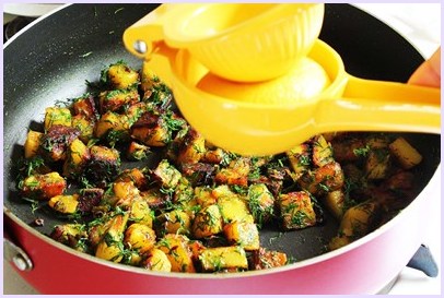 Aloo suva sabzi recipe (How to make aloo suva), Potatoes with dill leaves