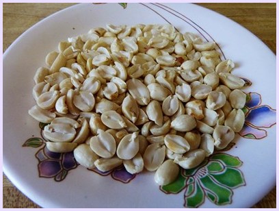 skin removed and halved peanuts