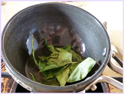 tempering curry leaves