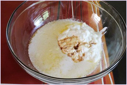 butter, yogurt and vanilla in a bowl