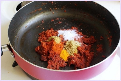Spice powders are added.