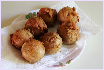 fried farali batata vada on a plate