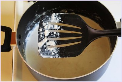 milk granules after simmering for 40 minutes