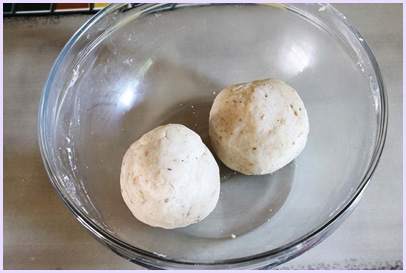 dough divided into two balls