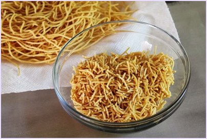 crushed sev into small pieces