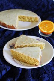 Eggless & Vegan Orange Cake recipe with orange flavored icing