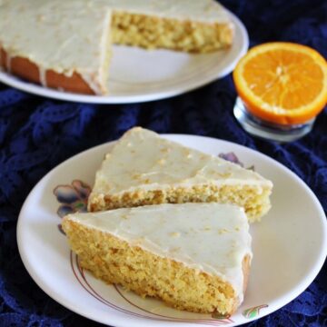 Eggless & Vegan Orange Cake recipe with orange flavored icing