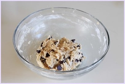 fold chocolate chips into the dough