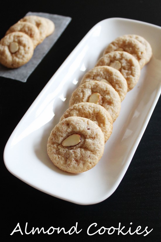 Eggless Almond Cookies in a plate.