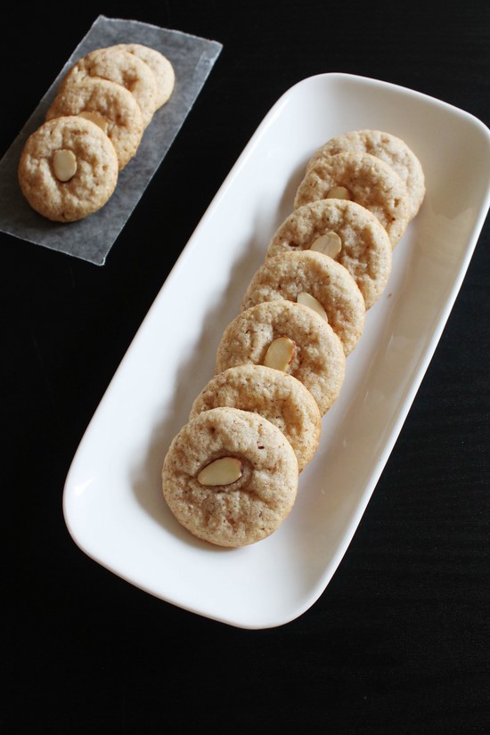 Eggless Almond Cookies in a plate.