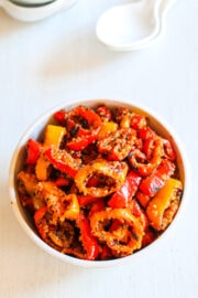 Sweet peppers recipe Indian style in a bowl.