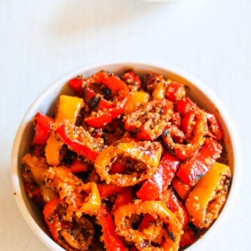 Sweet peppers recipe Indian style in a bowl.