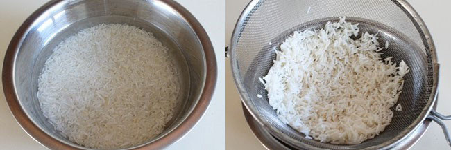 soak and drain rice