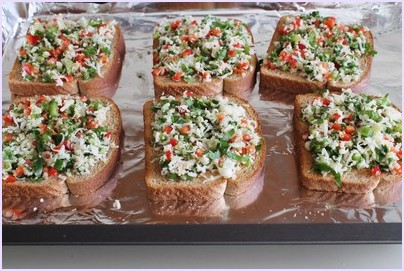 Mixture is added on the bread.