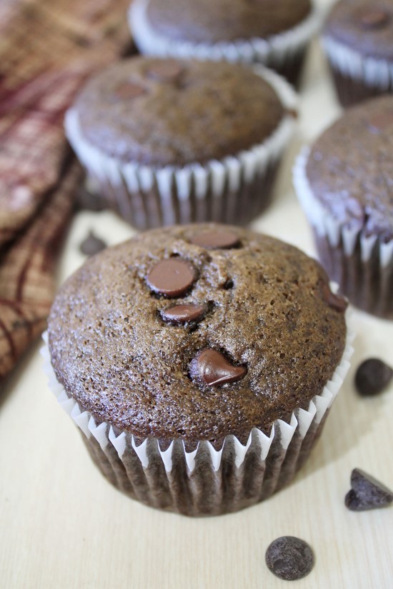 Eggless Chocolate Chocolate Chip Muffins Recipe | Double chocolate muffins