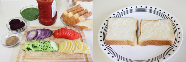 Bombay Veg Sandwich Recipe | Vegetable Sandwich Recipe