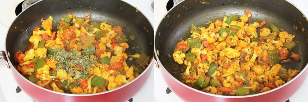 adding garam masala and kasoori methi