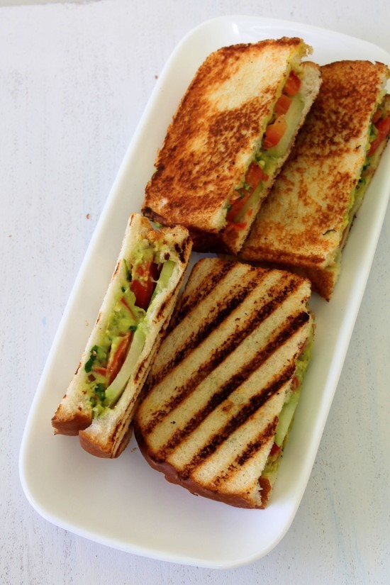 Guacamole Grilled Sandwich Recipe | Guacamole sandwich recipe