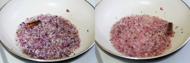 cooking chopped onions