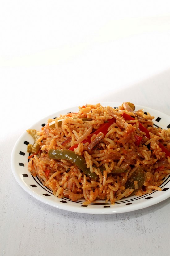 Capsicum Rice in a plate.