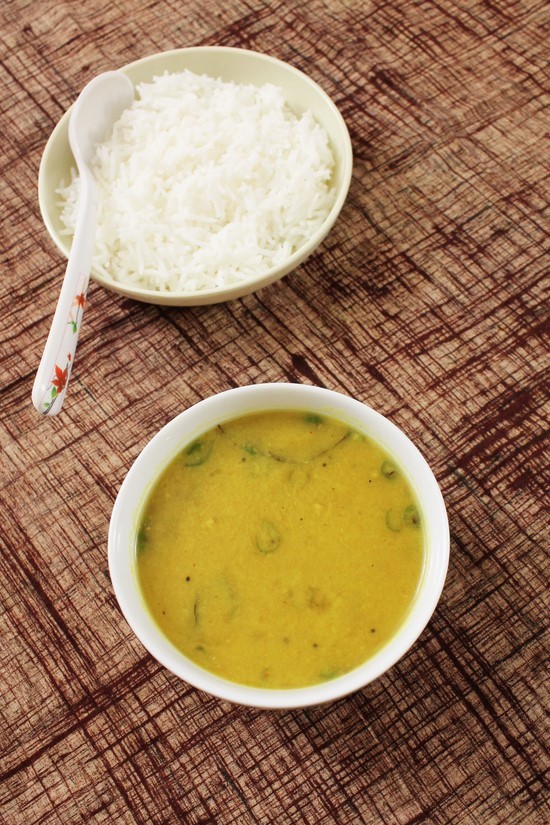 Amti dal served with rice.