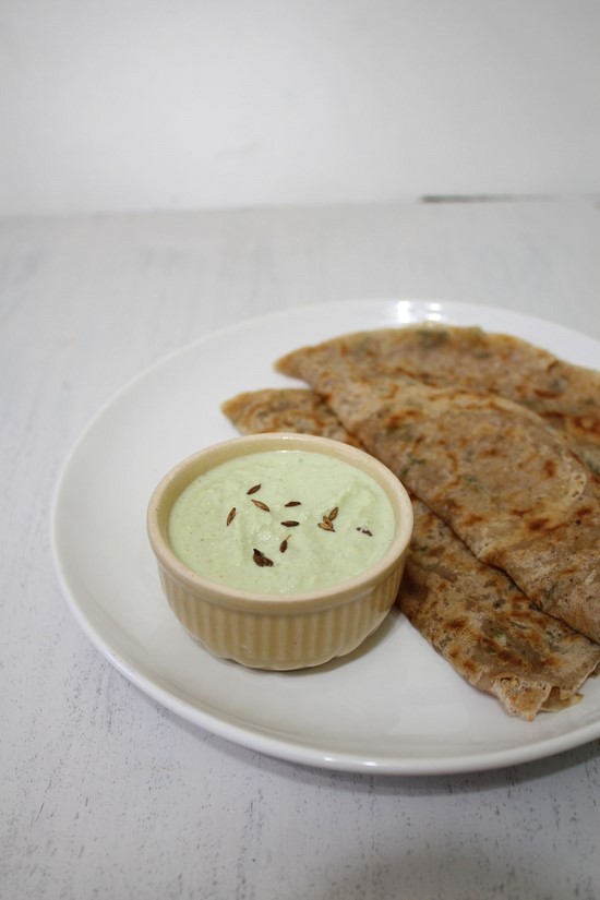 Coconut chutney recipe for fasting, vrat in a bowl.