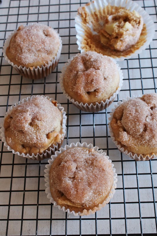 Eggless Apple Cinnamon Muffin on cooling rack.