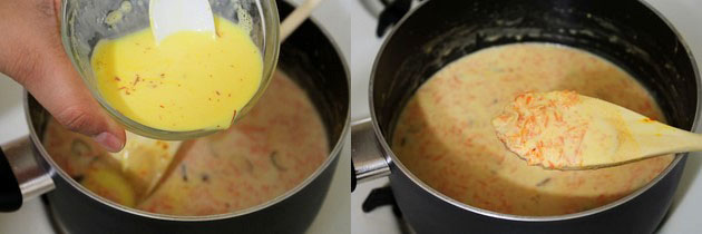 adding saffron-infused milk