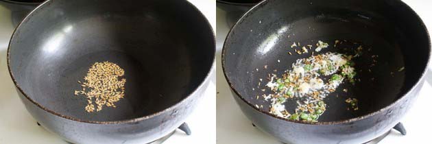 tempering cumin seeds and sauteing ginger garlic