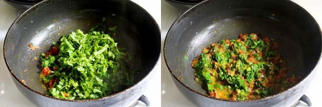 adding and cooking chopped spinach