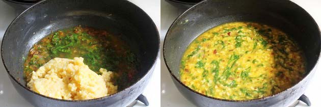 adding boiled dal and water