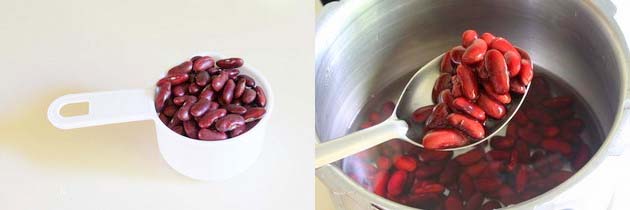 Wash and soak rajma (red kidney beans)