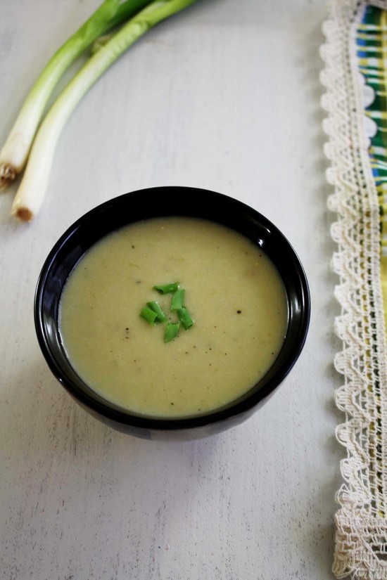 Spring Onion Soup in a bowl.