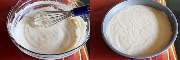 cake batter in a cake pan