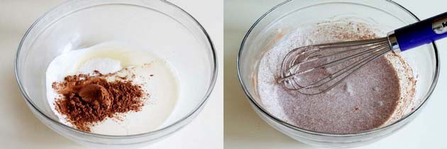 heavy cream, sugar and cocoa powder in a bowl