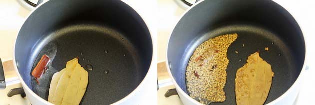 Saute jeera and whole spices