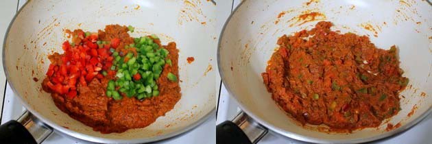 adding and mixing capsicum