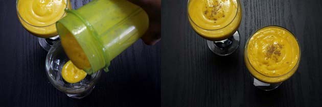 serve mango lassi in individual glasses