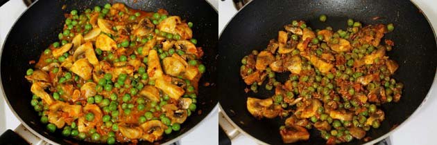 Collage of 2 images showing cooked sabzi.