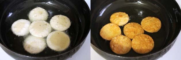 frying papdi into hot oil