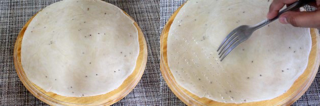 rolling and pricking the dough ball