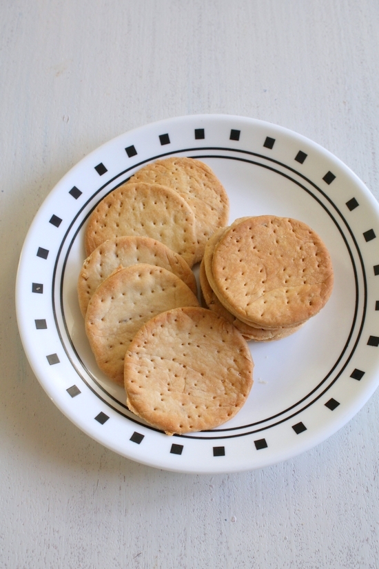 Baked papdi in a plate.