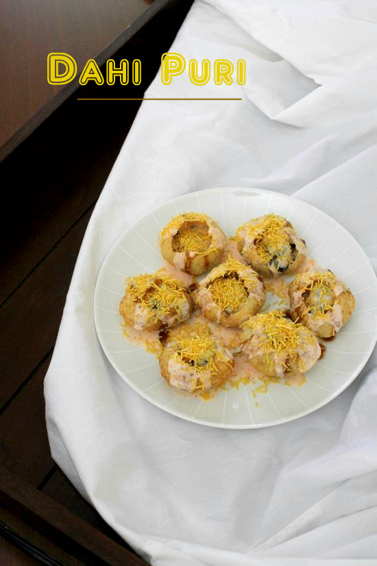 Dahi Puri served in a plate.